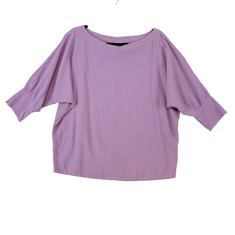 OH MY GAUZE Purple Gauze Cotton Dolman Sleeve Relaxed Fit Top Women's Size O